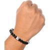 imageLucky Brand Clover and Black Onyx Bead Bracelet for Men Silver FlashPlated Brass Black Beaded Bracelet Stretch Bracelet