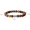 imageLucky Brand Jasper and Tiger Eye Bracelet Stretch Beaded Bracelet for Men with Logo Bead and Jasper and Tigers Eye Beads
