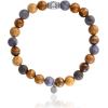 imageLucky Brand Jasper and Tiger Eye Bracelet Stretch Beaded Bracelet for Men with Logo Bead and Jasper and Tigers Eye Beads