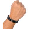 imageLucky Brand Mens Beaded Black Bracelet 2 Pieces Stretch Mens Bracelets Beads 8mm Black Onyx and Green Malachite