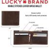 imageLucky Brand Mens Bifold Wallet  ID Window  Card Slots  Genuine Leather  Organization  Durable  StylishDBL Stitched Leather  Brown