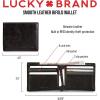 imageLucky Brand Mens Bifold Wallet  ID Window  Card Slots Organization  Durable  Stylish Smooth LeatherBrown One Size