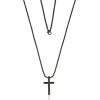 imageLucky Brand Mens Black Cross Pendant Necklace 22quotquot Black OnyxPlated Cross Necklace for Men Cross Jewelry