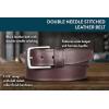 imageLucky Brand Mens Stitched Leather Belt  Classic  Casual  Dress  Everyday  Western  Genuine Leather  Metal BuckleDouble Stitch  Brown