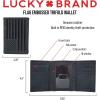 imageLucky Brand Mens Trifold Wallet  Id Window  Card Slots  Leather  Organization  Durable  StylishFlag Embossed Leather  Black