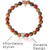 imageLucky Brand Red Jasper Mens Bracelet Stretch Beaded Bracelet for Men with CloverLogo and Jasper Beads