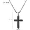 imageLucky Brand Stainless Steel Cross Necklace for Men 24quot TwoTone Pendant Necklace Cross Jewelry