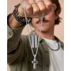 imageLucky Brand Stainless Steel Cross Necklace for Men 24quot TwoTone Pendant Necklace Cross Jewelry