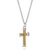 imageLucky Brand Stainless Steel Cross Necklace for Men 24quotquot TwoTone Cross Pendant Necklace Cross Jewelry