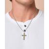imageLucky Brand Stainless Steel Cross Necklace for Men 24quotquot TwoTone Cross Pendant Necklace Cross Jewelry