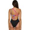 imageLucky Brand Womens Avila Asymmetrical One Piece Swimsuit Adjustable Tie Back Bathing SuitsBlack