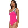 imageLucky Brand Womens Avila Asymmetrical One Piece Swimsuit Adjustable Tie Back Bathing SuitsCandy Pink