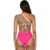 imageLucky Brand Womens Avila Asymmetrical One Piece Swimsuit Adjustable Tie Back Bathing SuitsCandy Pink