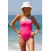 imageLucky Brand Womens Avila Asymmetrical One Piece Swimsuit Adjustable Tie Back Bathing SuitsCandy Pink