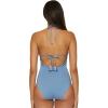 imageLucky Brand Womens Malaga Crochet Trim High Neck One Piece Swimsuit Adjustable Bathing SuitsWisteria