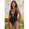 imageLucky Brand Womens Marbella Maillot One Piece Swimsuit Plunge Neck Bathing SuitsBlack