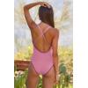 imageLucky Brand Womens Marbella Maillot One Piece Swimsuit Plunge Neck Bathing SuitsPinkie