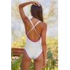 imageLucky Brand Womens Marbella Maillot One Piece Swimsuit Plunge Neck Bathing SuitsWhite