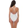 imageLucky Brand Womens Marbella Maillot One Piece Swimsuit Plunge Neck Bathing SuitsWhite