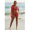 imageLucky Brand Womens Morro Hooded Fishnet Beach Cover Up Casual Swimsuit TopsCoral