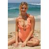 imageLucky Brand Womens Sea of Love Ruffle One Piece Swimsuit Plunge Neck Bathing SuitsApricot Ice