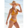 imageLucky Brand Womens Sea of Love Shirred Hipster Bikini Bottom Cheeky Coverage Swimwear SeparatesGold