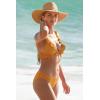 imageLucky Brand Womens Sea of Love Shirred Hipster Bikini Bottom Cheeky Coverage Swimwear SeparatesGold