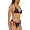 imageLucky Brand Womens Sky Above Sand Textured Triangle Top Side Bottom Bikini Set Adjustable Tie Back Two Piece SwimsuitsBlack