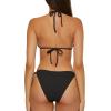 imageLucky Brand Womens Sky Above Sand Textured Triangle Top Side Bottom Bikini Set Adjustable Tie Back Two Piece SwimsuitsBlack