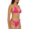 imageLucky Brand Womens Sky Above Sand Textured Triangle Top Side Bottom Bikini Set Adjustable Tie Back Two Piece SwimsuitsMagenta