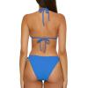 imageLucky Brand Womens Sky Above Sand Textured Triangle Top Side Bottom Bikini Set Adjustable Tie Back Two Piece SwimsuitsVibrant Blue