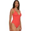 imageLucky Brand Womens Valencia One Piece Swimsuit Plunge VNeck Bathing SuitsCoral