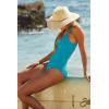 imageLucky Brand Womens Valencia One Piece Swimsuit Plunge VNeck Bathing SuitsOcean