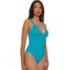 imageLucky Brand Womens Valencia One Piece Swimsuit Plunge VNeck Bathing SuitsOcean