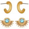 imageLucky Brand 2 Pairs Trendy Studs ampamp Hoops Howlite Stone Earrings Set