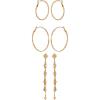 imageLucky Brand 3 Pairs Classic Drops ampamp Hoops Earrings Set