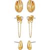 imageLucky Brand 3 Pairs Trendy Studs And Hoops Earrings