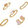 imageLucky Brand 5 Pack Gold Plated Rose Quartz Opal and White Stone Rings Set  Size 9