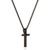 imageLucky Brand Mens Black Cross Pendant Necklace 22quotquot Black OnyxPlated Cross Necklace for Men Cross Jewelry