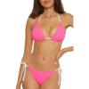 imageLucky Brand Womens Clear Lines Reversible Triangle Top and Tie Side Bottom Bikini Set Adjustable Two Piece SwimsuitsFlamingo