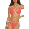 imageLucky Brand Womens Clear Lines Reversible Triangle Top and Tie Side Bottom Bikini Set Adjustable Two Piece SwimsuitsPaprika
