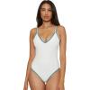 imageLucky Brand Womens Marbella One Piece Swimsuit Adjustable Bathing SuitsWhite