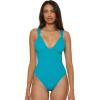 imageLucky Brand Womens Valencia One Piece Swimsuit Plunge VNeck Bathing SuitsOcean