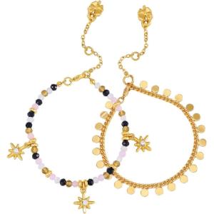 imageLucky Brand 2 Pieces Stars and Round Discs Dangle Bracelet