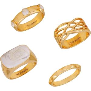 imageLucky Brand 4 Pack Gold Plated Trendy Style Rings Size 9