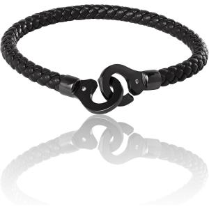 imageLucky Brand Brown Cord Interlock Bracelet for Men 85 BlackPlated Brass Corded Bracelet Male Jewelry