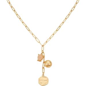 imageLucky Brand Gold Plated Necklace for women with Rose Quartz Stone Pendant