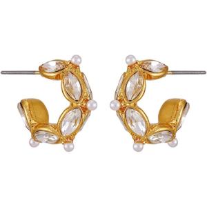 imageLucky Brand Hoop Earrings With Marquise Stones And Mini Imiatation Stones