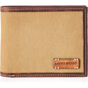 imageLucky Brand Mens Bifold Wallet  ID Window  Card Slots  Genuine Leather  Organization  Durable  StylishCanvasLeather  Khaki