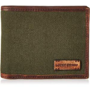 imageLucky Brand Mens Bifold Wallet  ID Window  Card Slots  Genuine Leather  Organization  Durable  StylishCanvasLeather  Olive